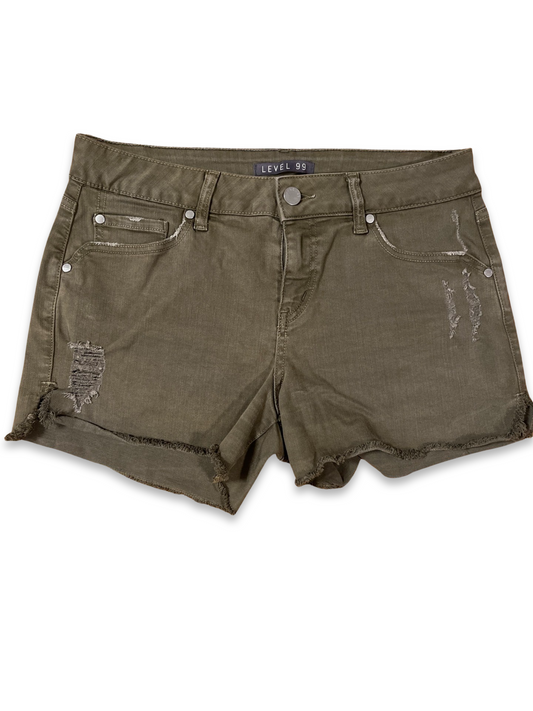 Denim Cutoff Shorts - Olive (M)