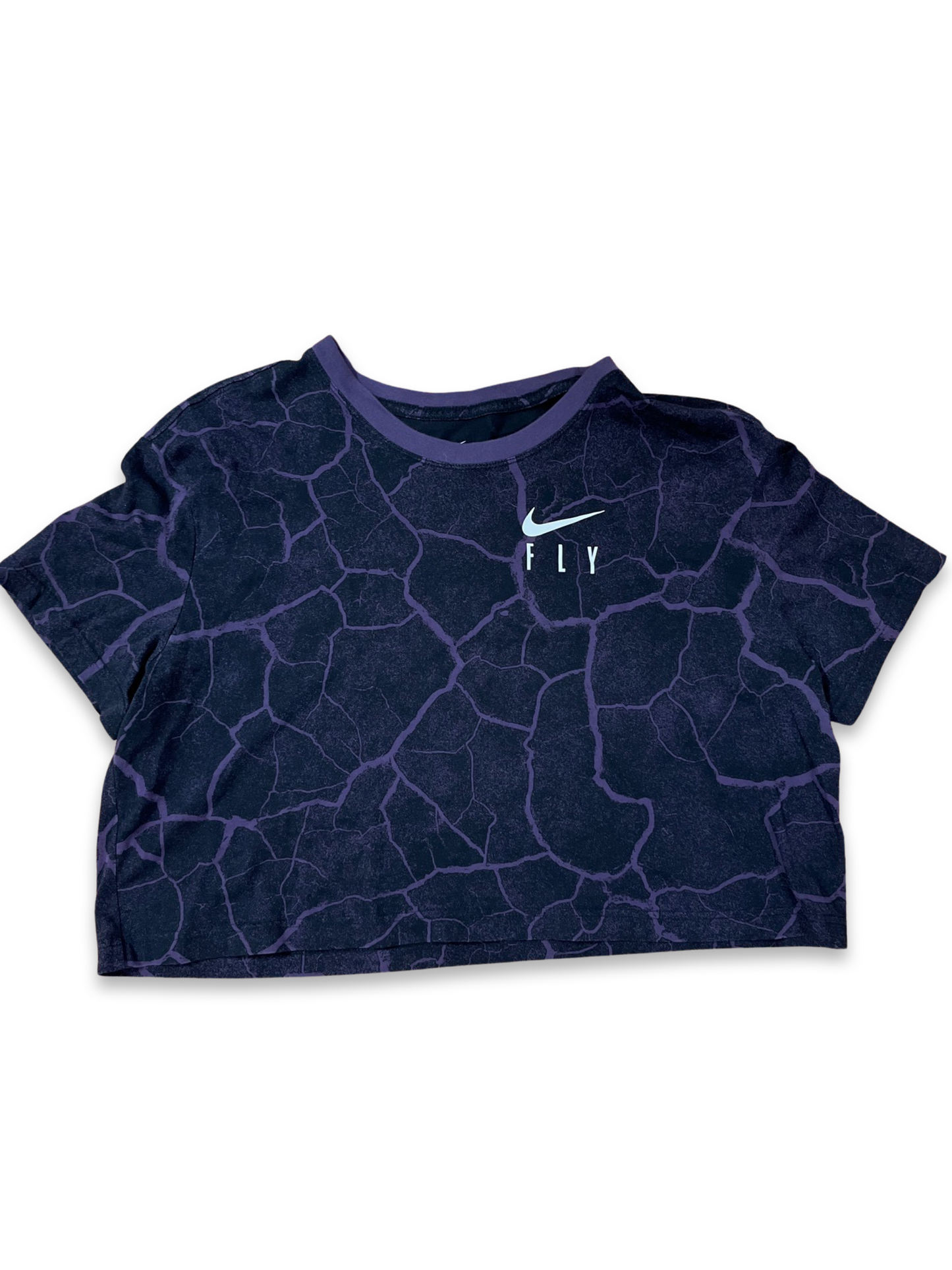 Nike Fly Cropped Tee - Black and Purple (XL)