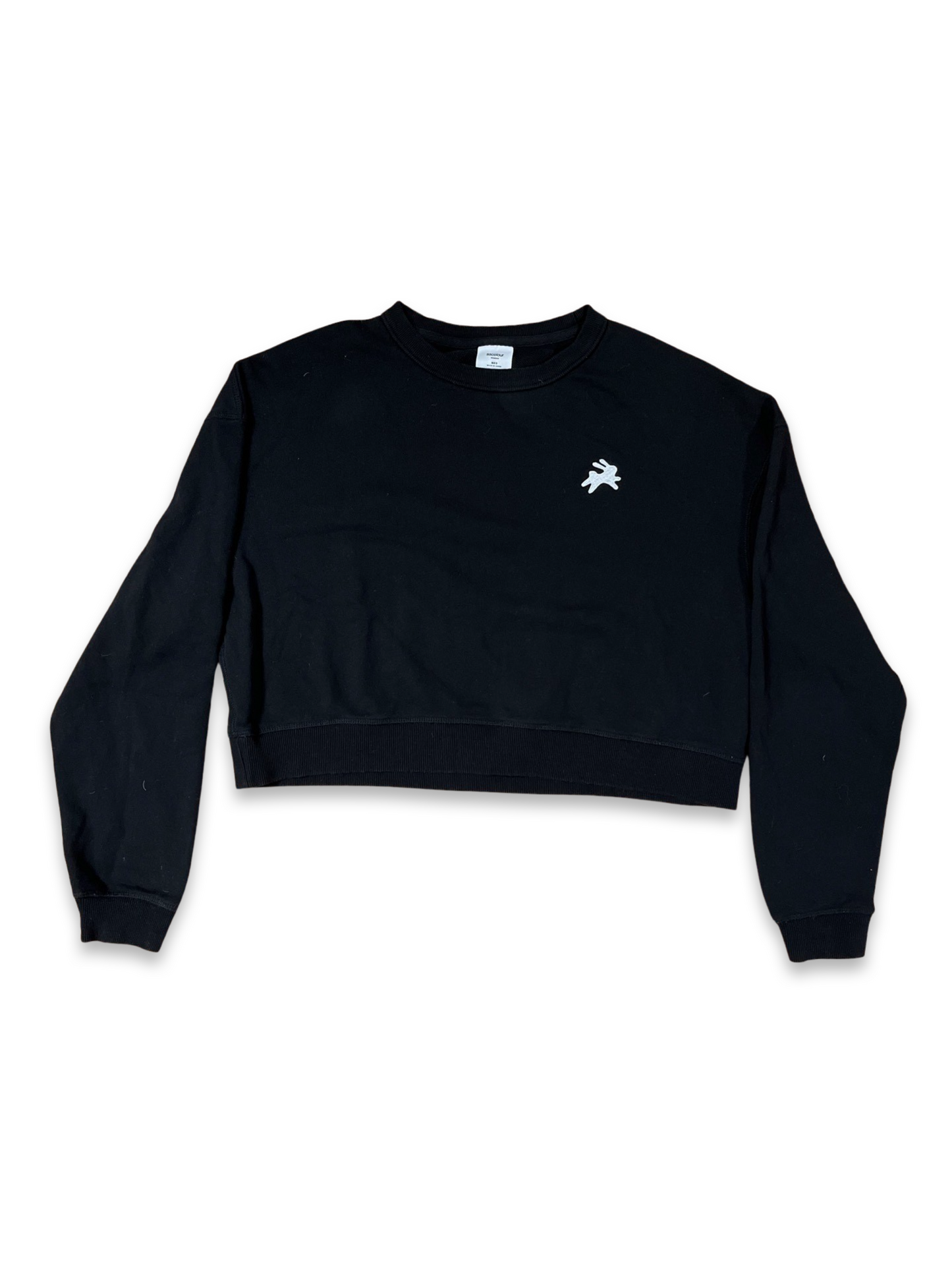 Cropped Patch Sweatshirt - Black (M)